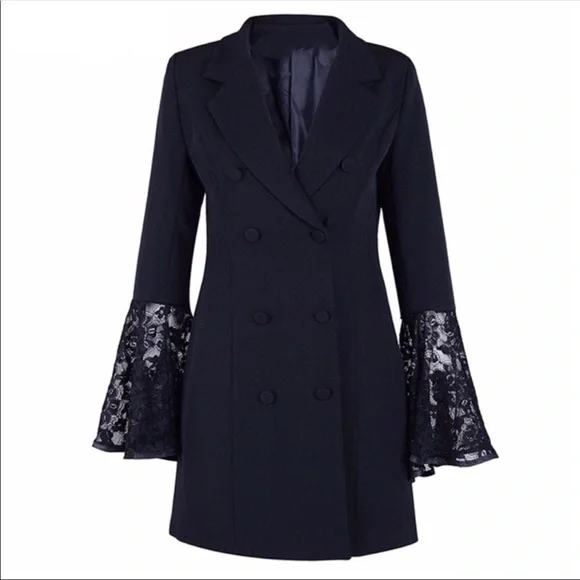 Black Dramatic Bell Sleeve Dress Jacket - Picture 3 of 12